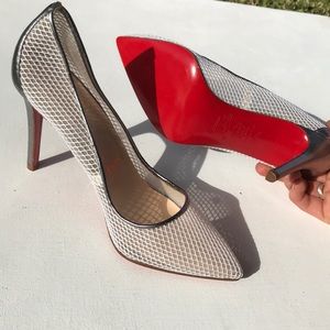 White mesh net Christian Louboutin heels